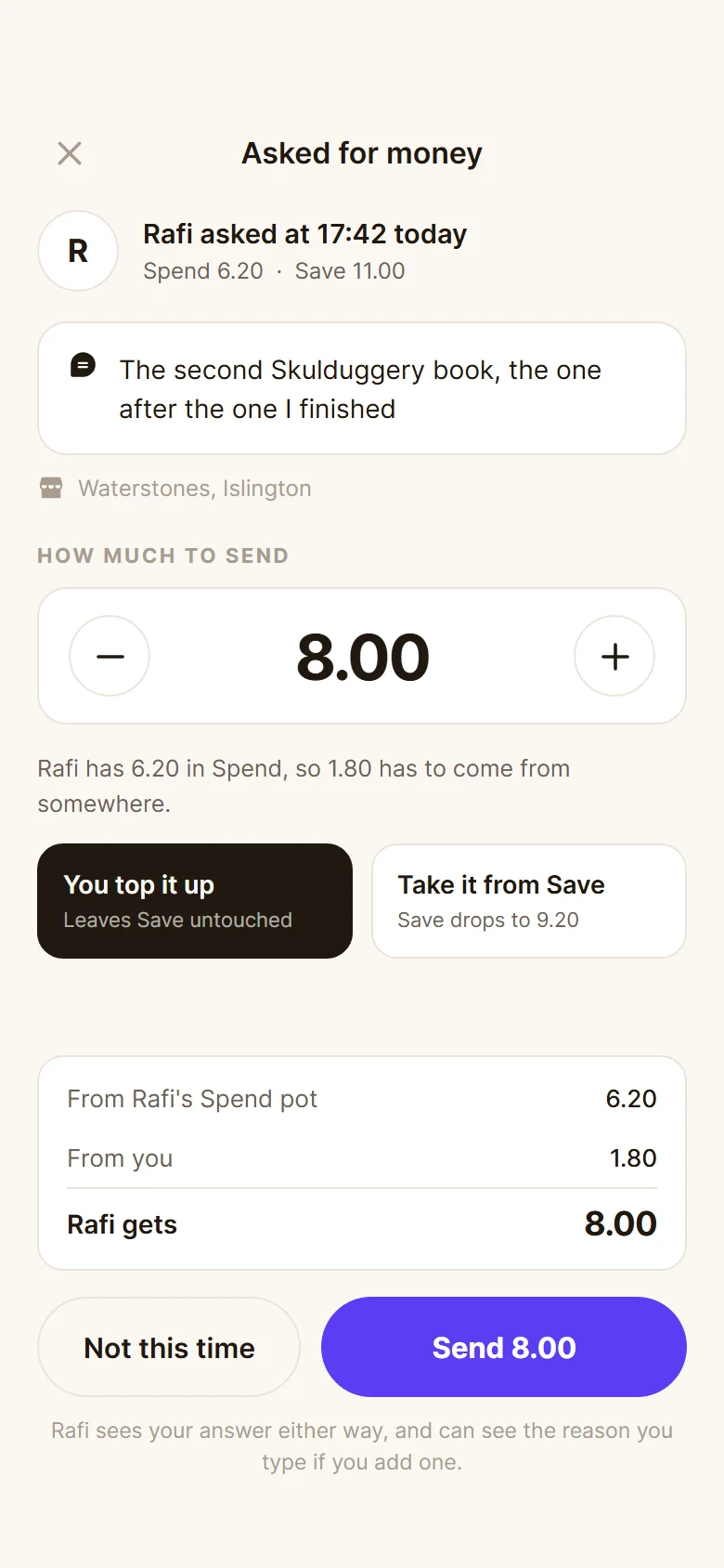 Acorn Money Request preview