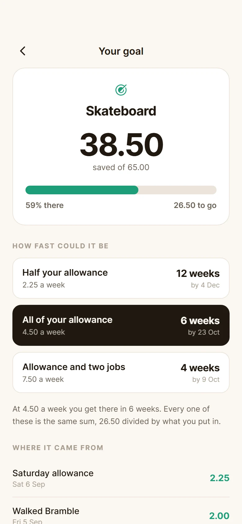 Acorn Saving Goal preview