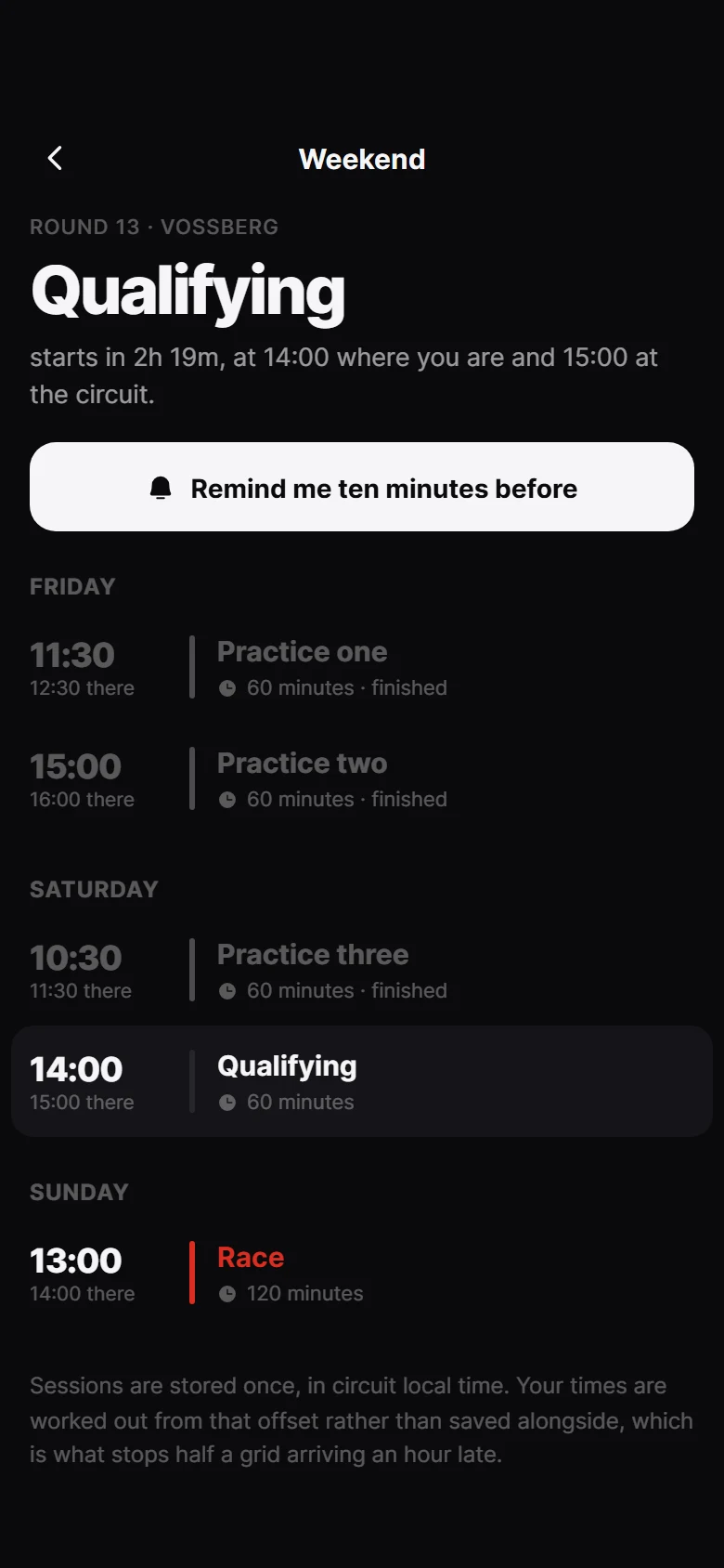 Apex Weekend Schedule preview