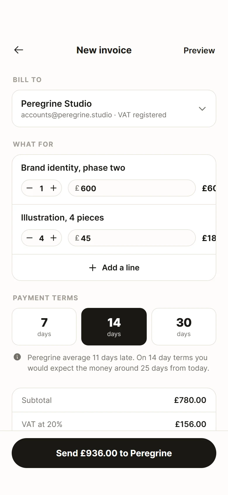 Books New Invoice preview