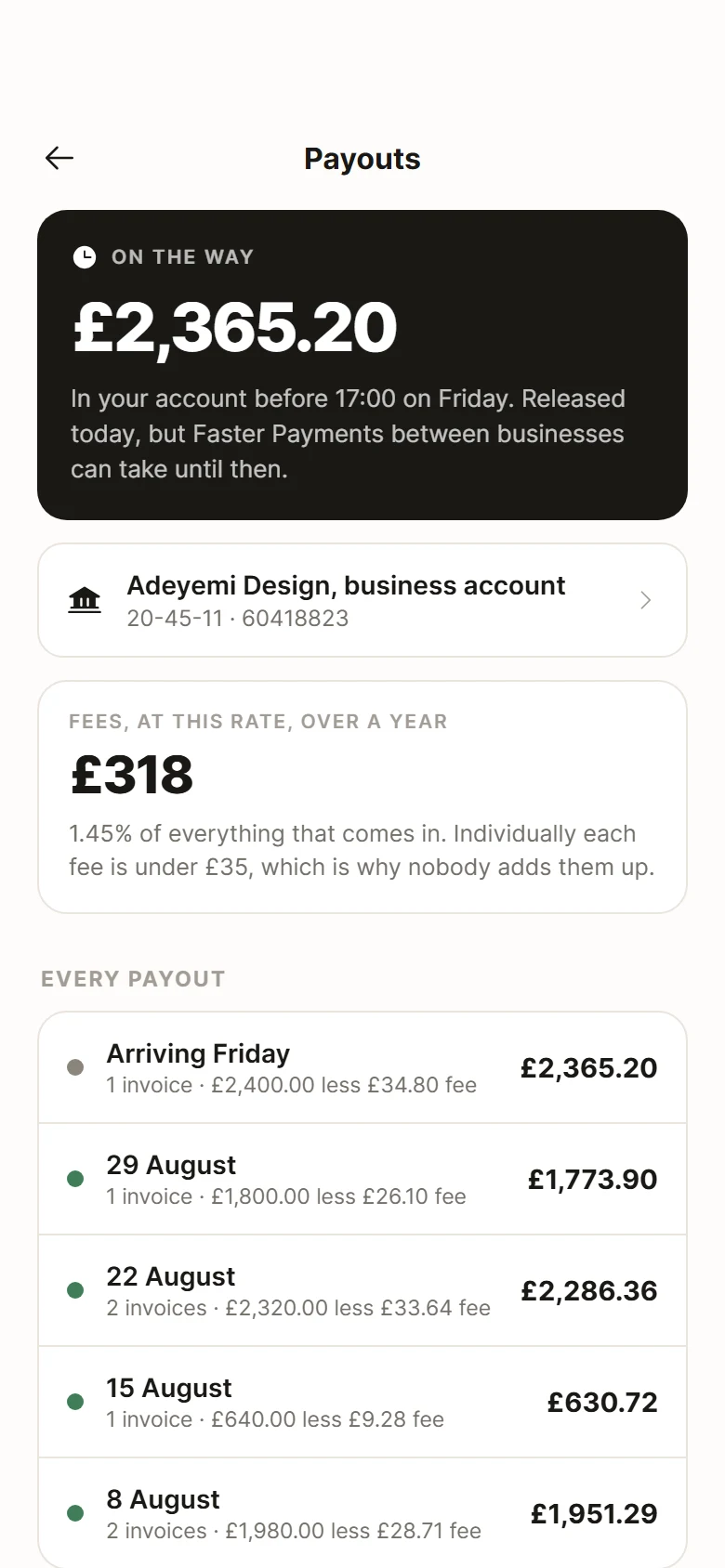Books Payouts preview