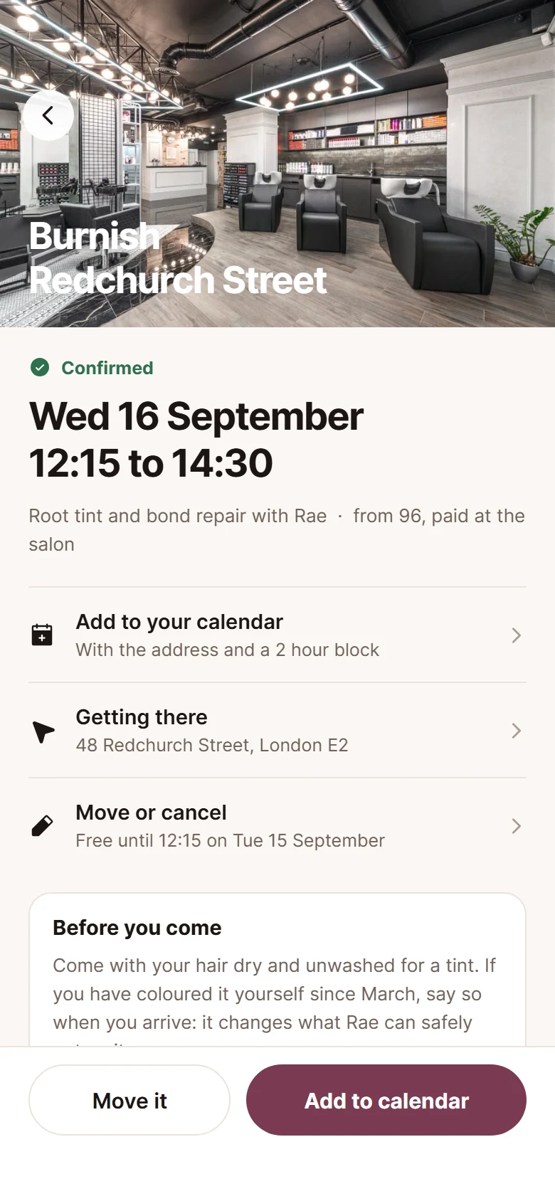 Burnish Booking Confirmed preview