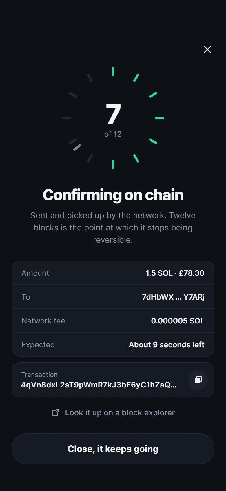 Chain Transaction Status preview