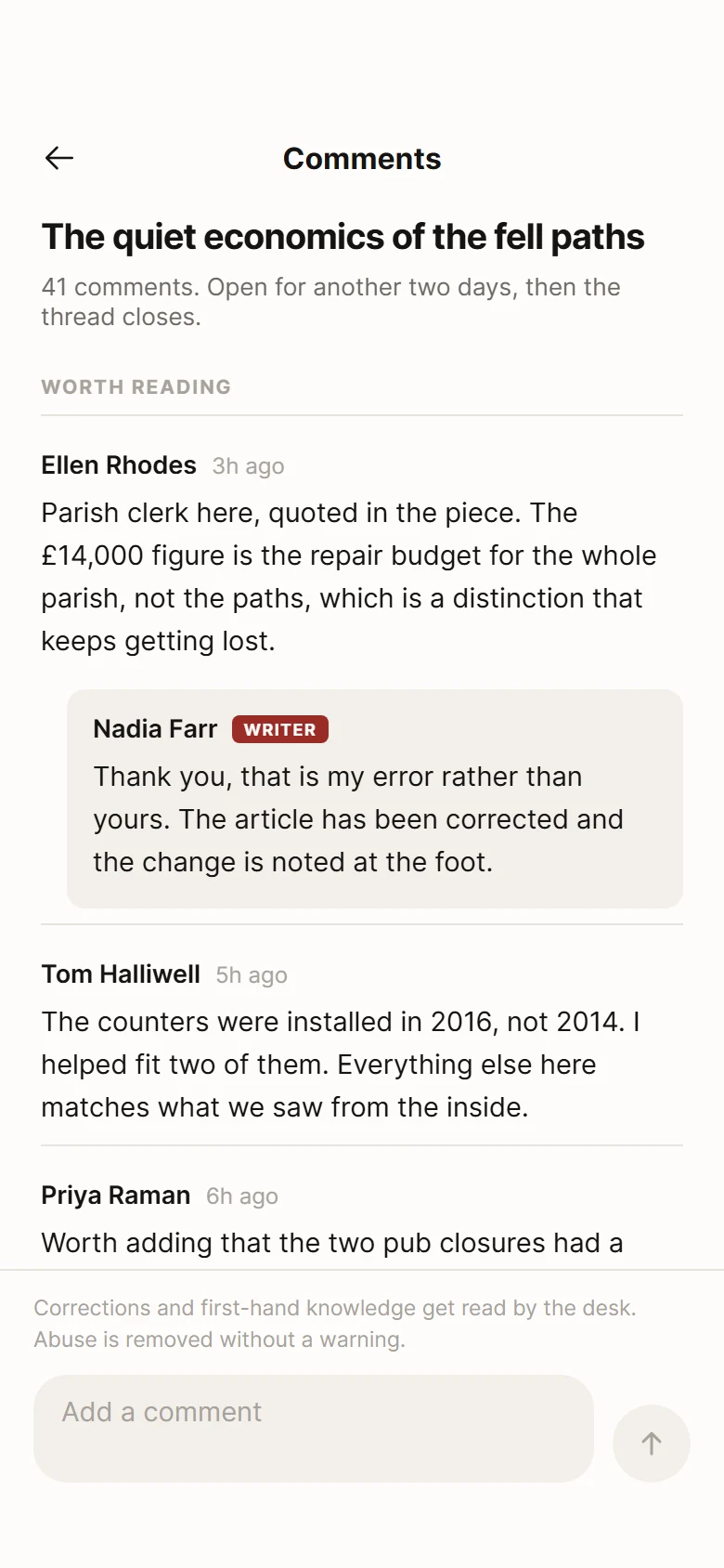 Column Article Comments preview