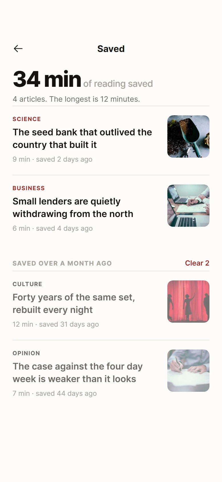 Column Saved Articles preview