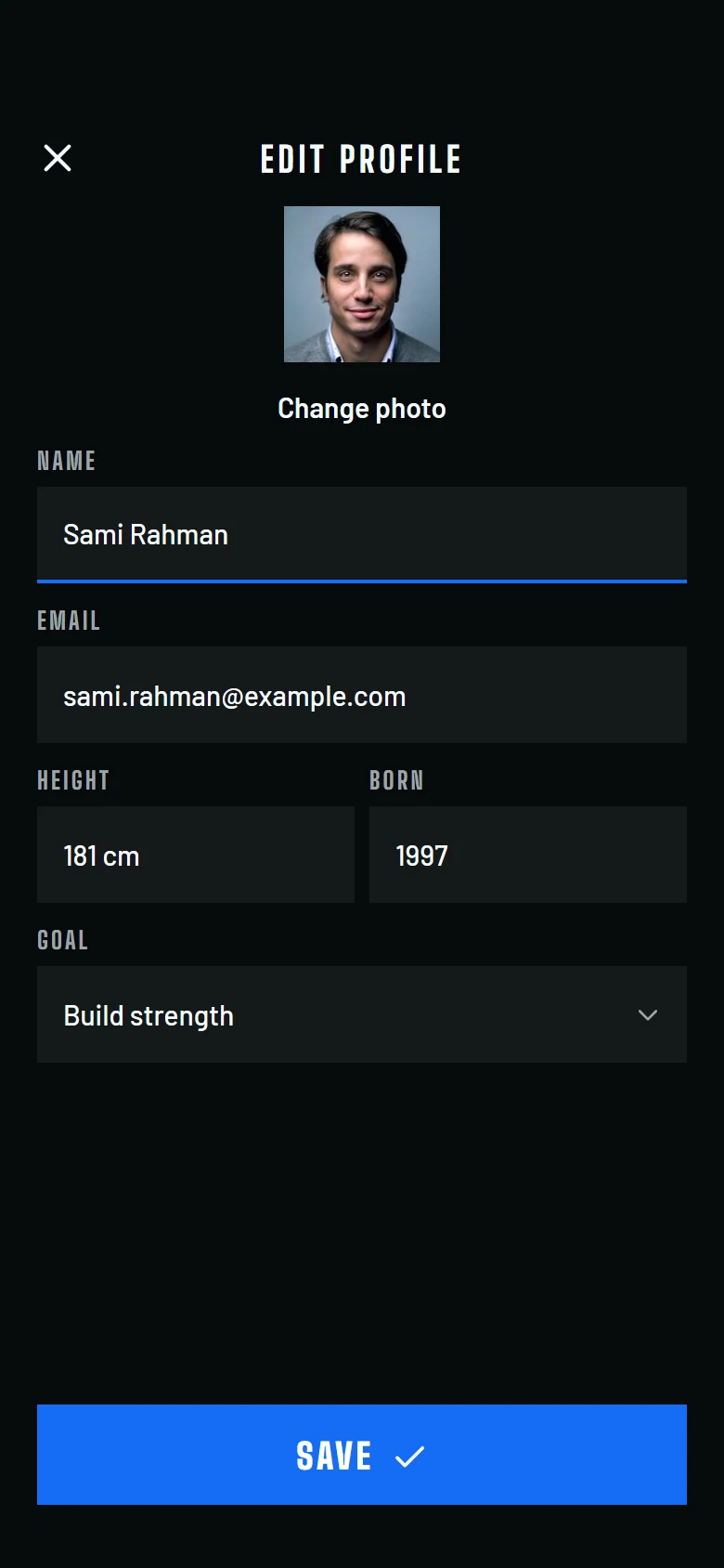 Fitkit Edit Profile preview