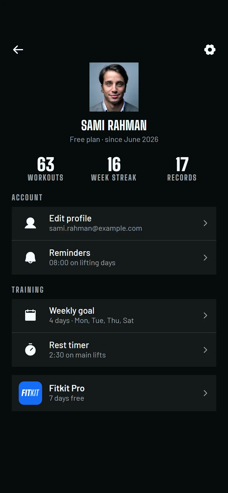Fitkit Profile preview