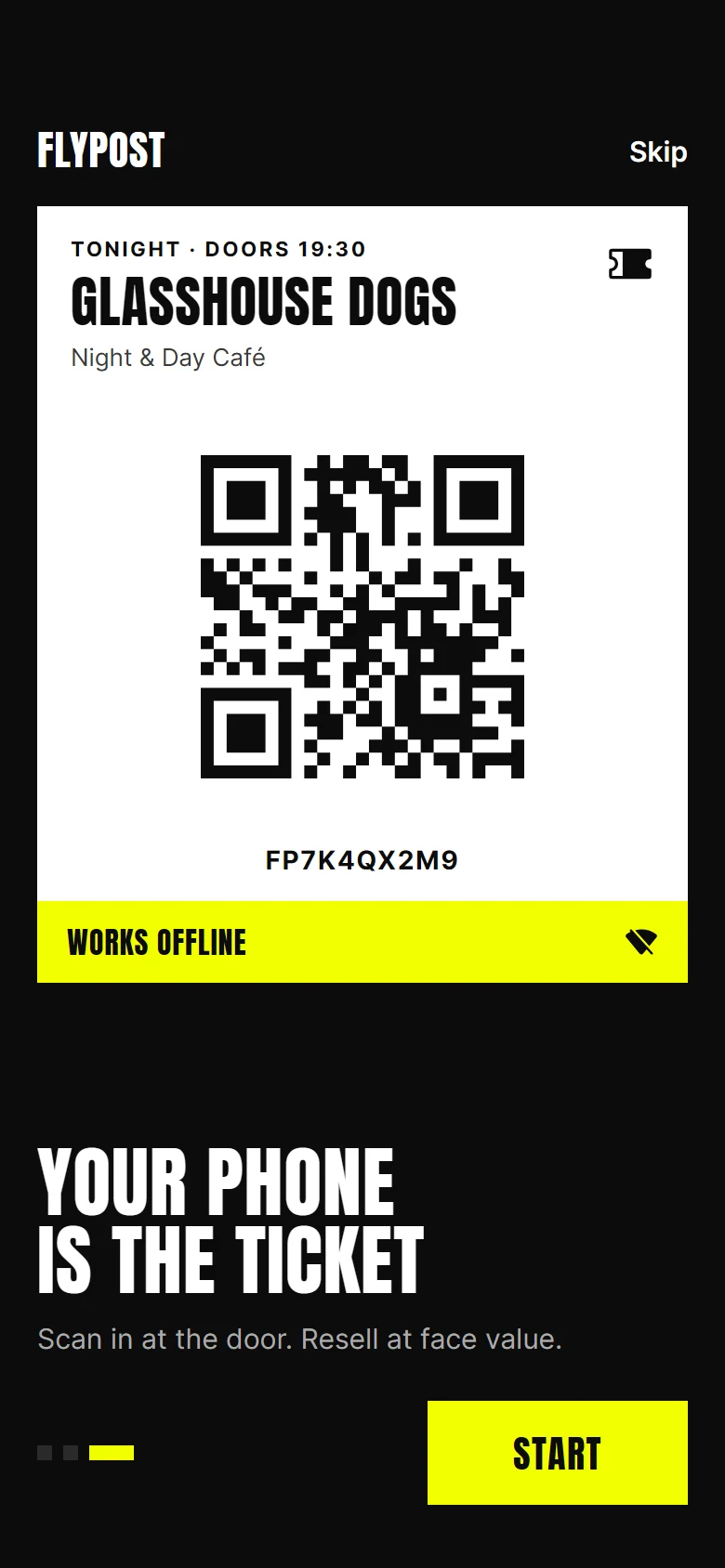 Flypost Intro QR Ticket preview