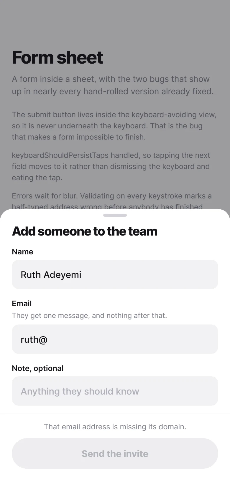 Form Sheet preview