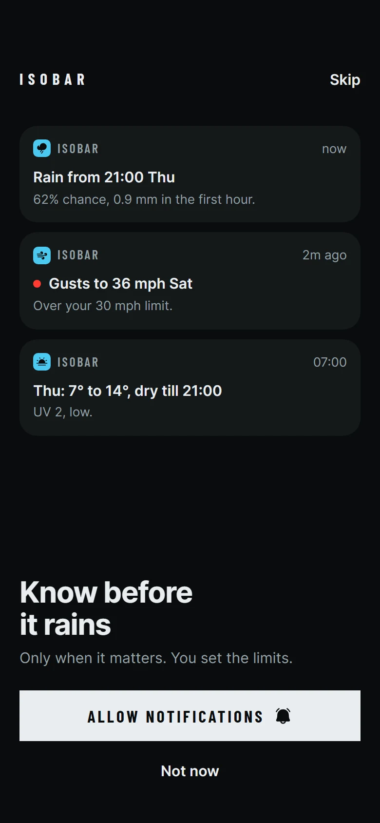 Isobar Notifications preview