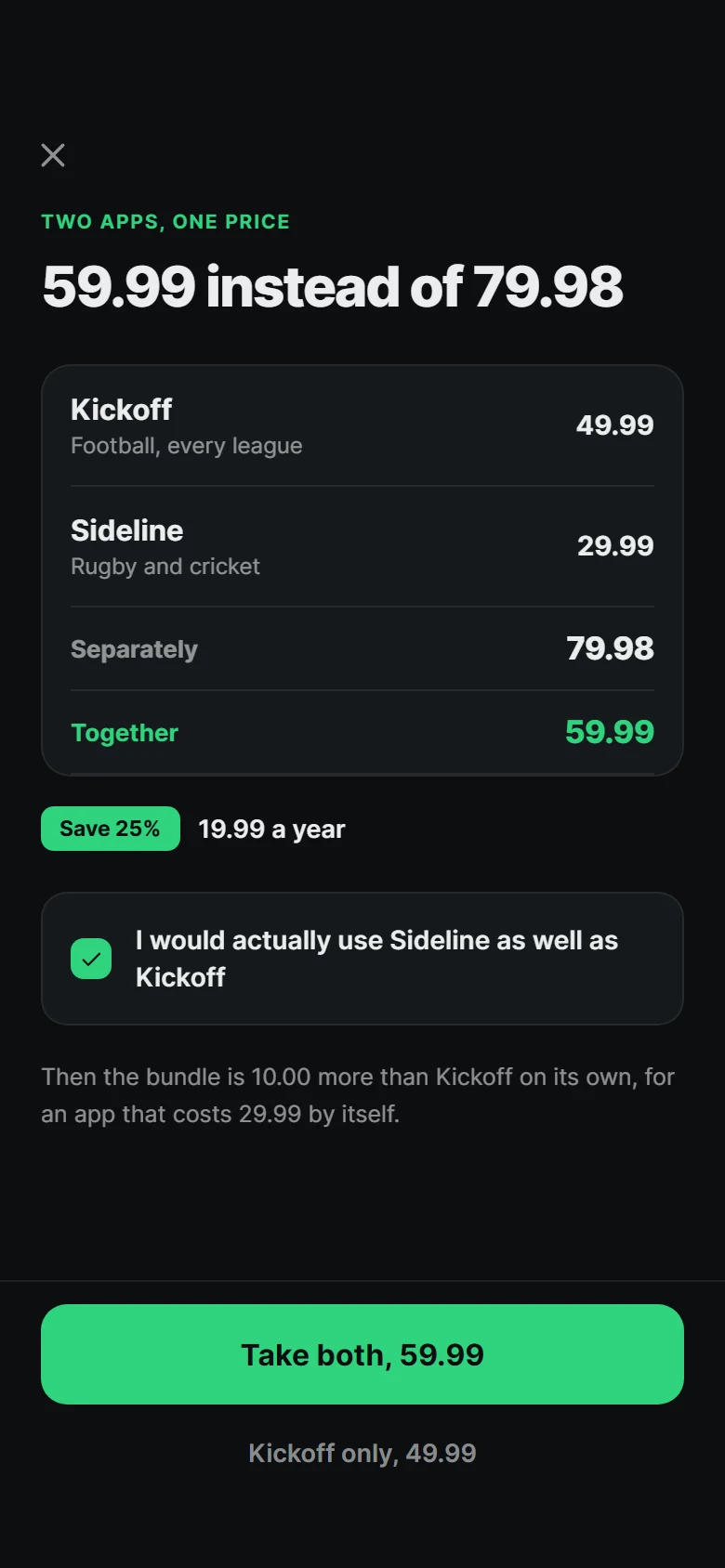 Kickoff Two App Bundle preview