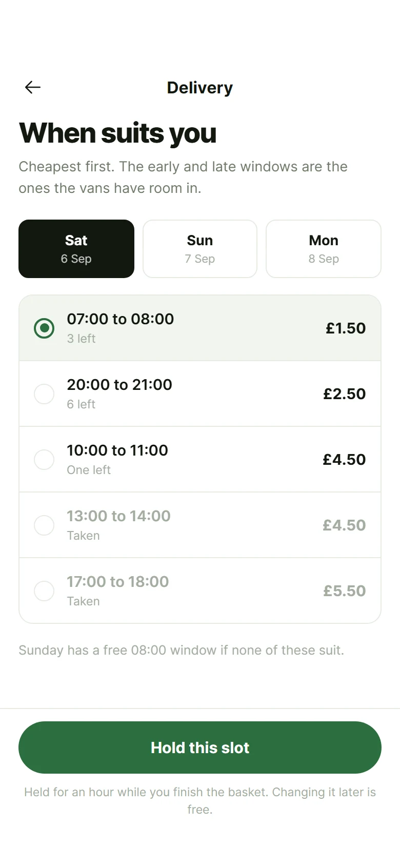 Larder Delivery Slots preview