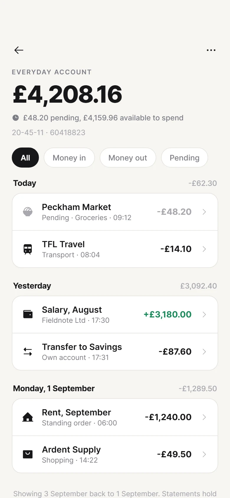 Ledger Account preview