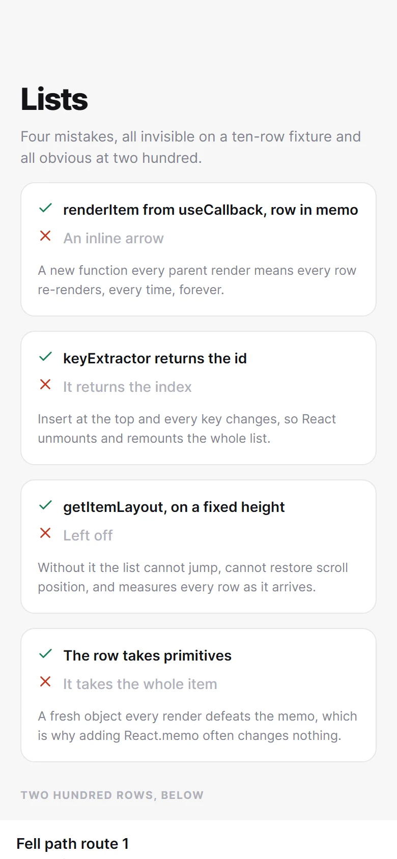 List Performance preview