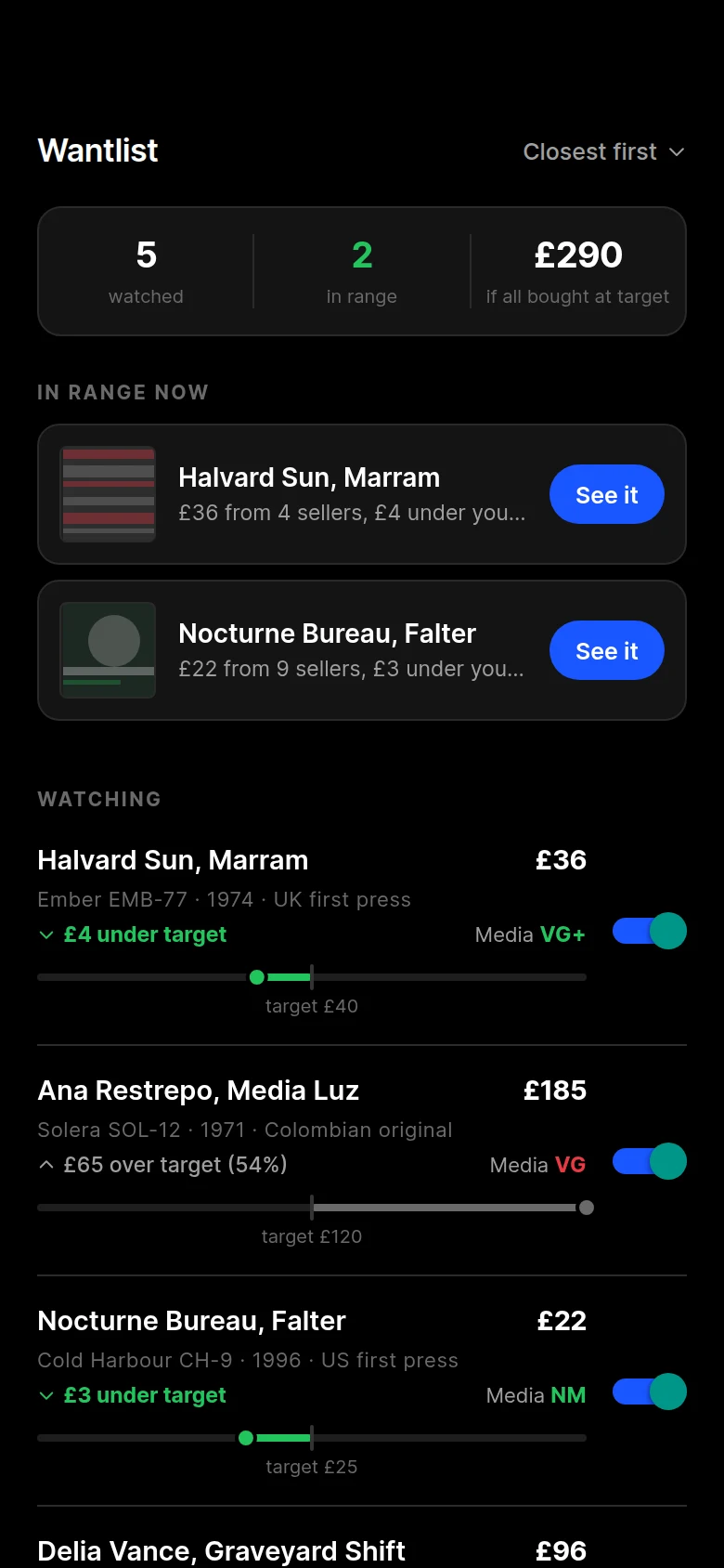 Needle Wantlist preview