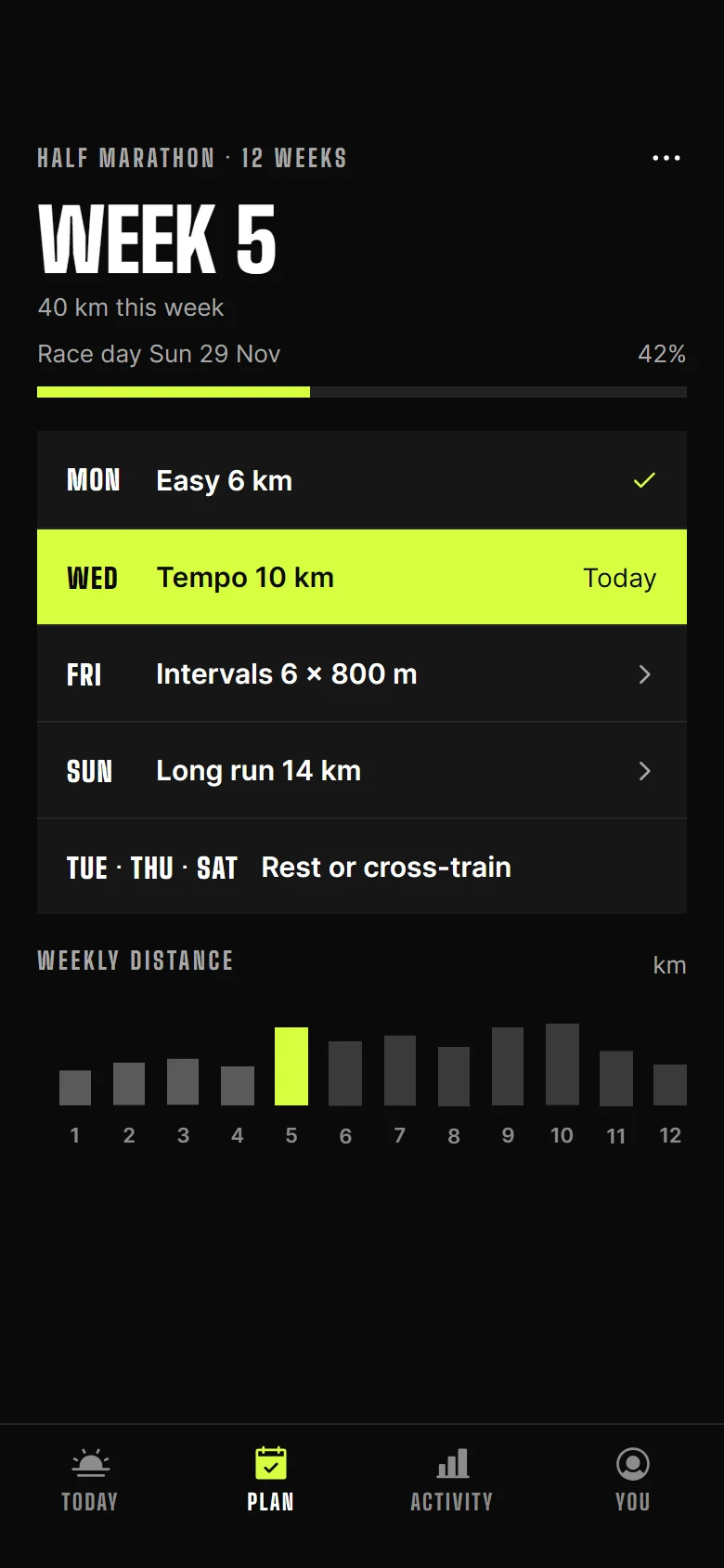 Pacer Training Plan preview