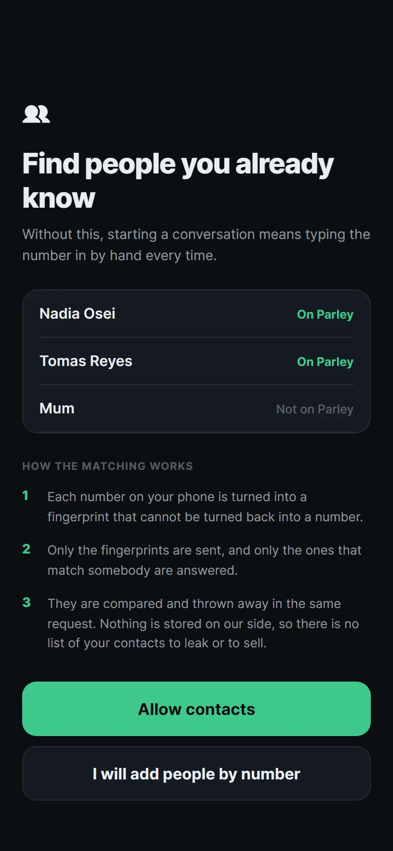 Parley Contacts Access preview