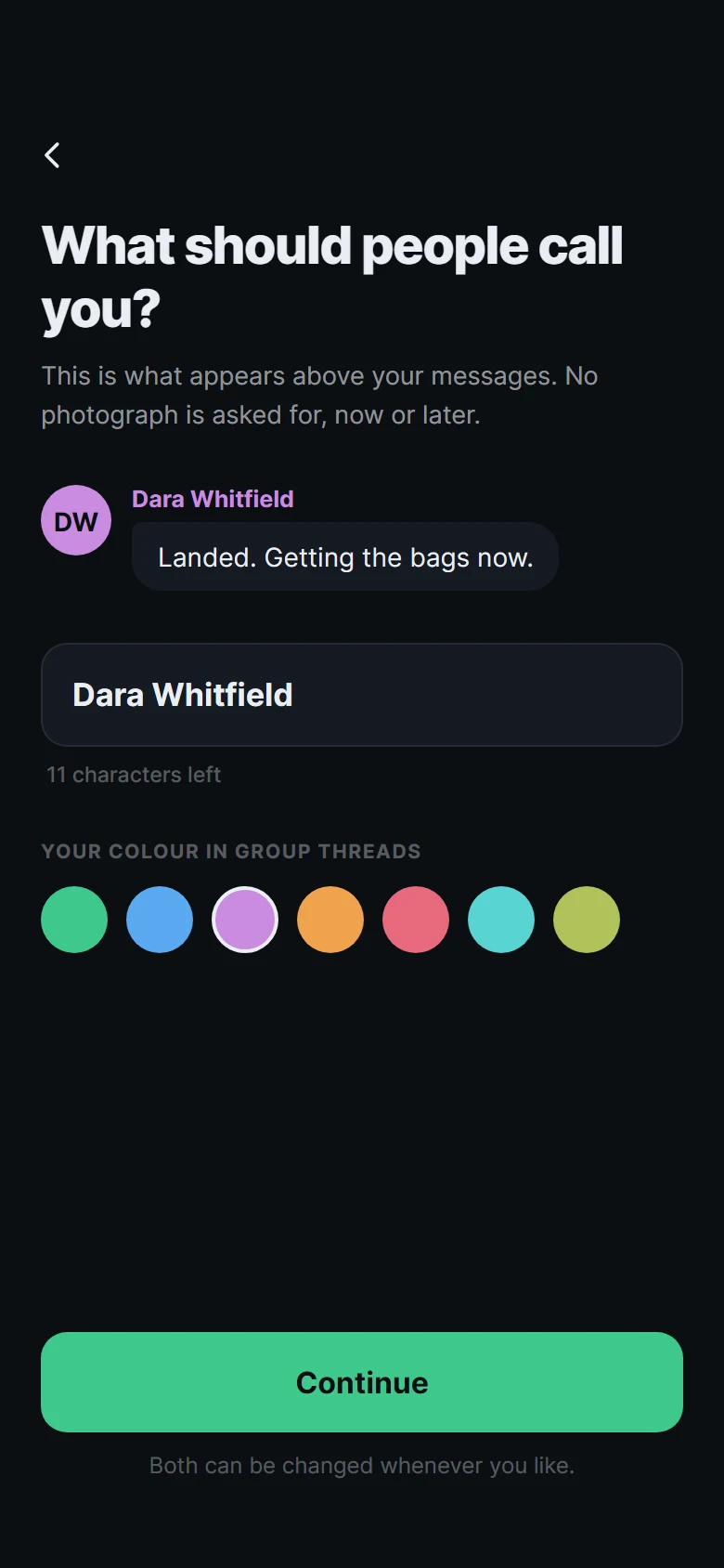 Parley Your Display Name preview
