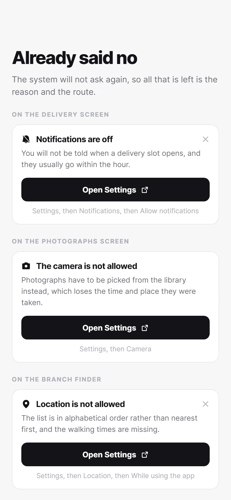 Permission denied preview