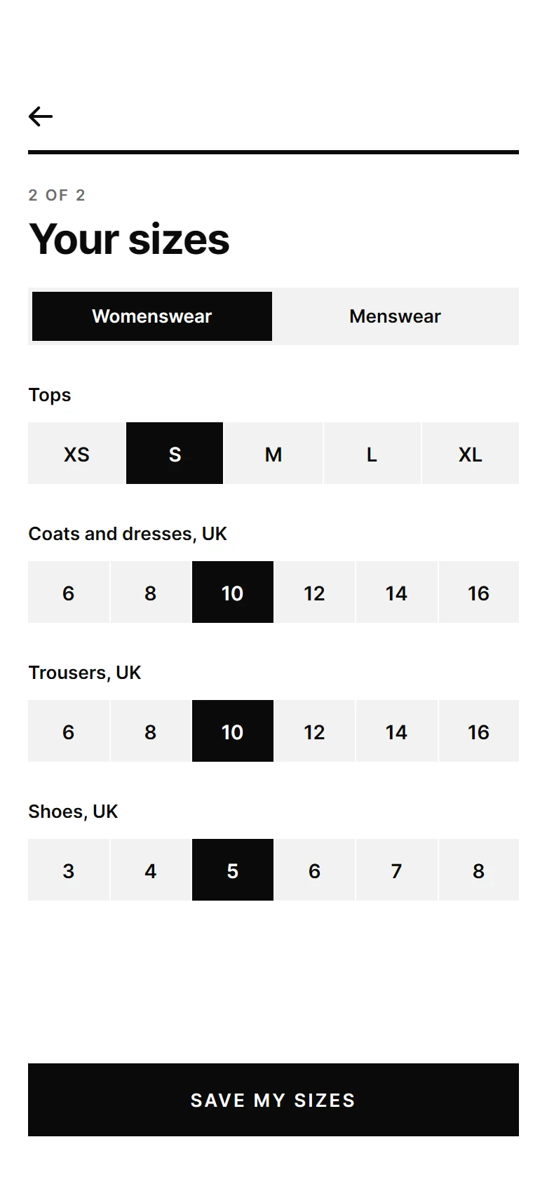 Placket Your Sizes preview