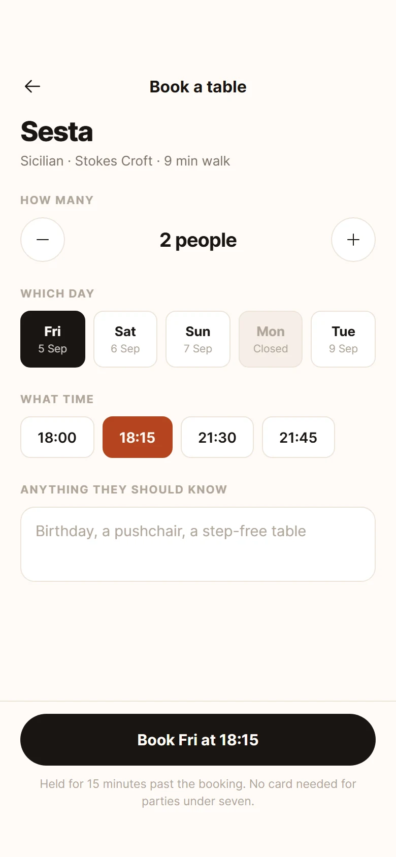 Plate Table Booking preview