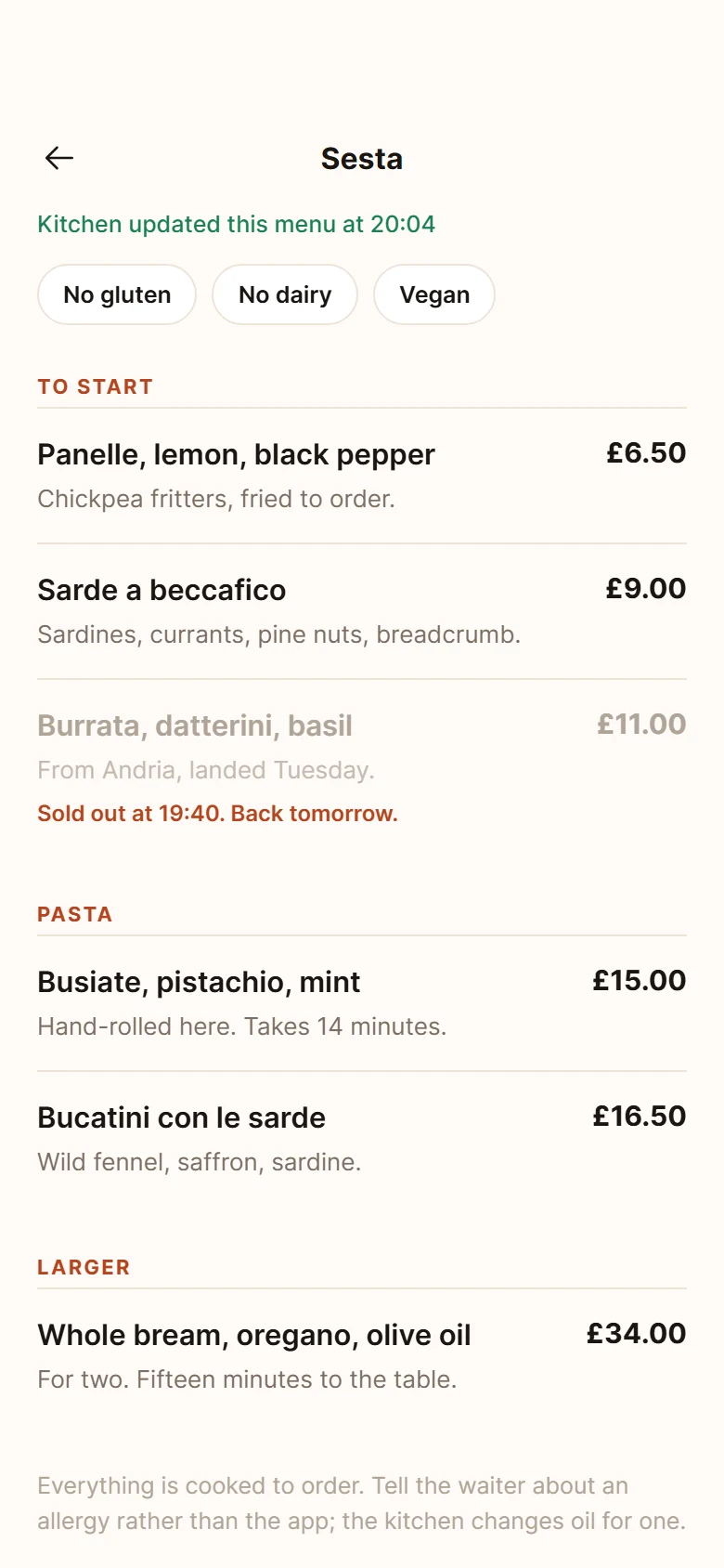 Plate Live Menu preview