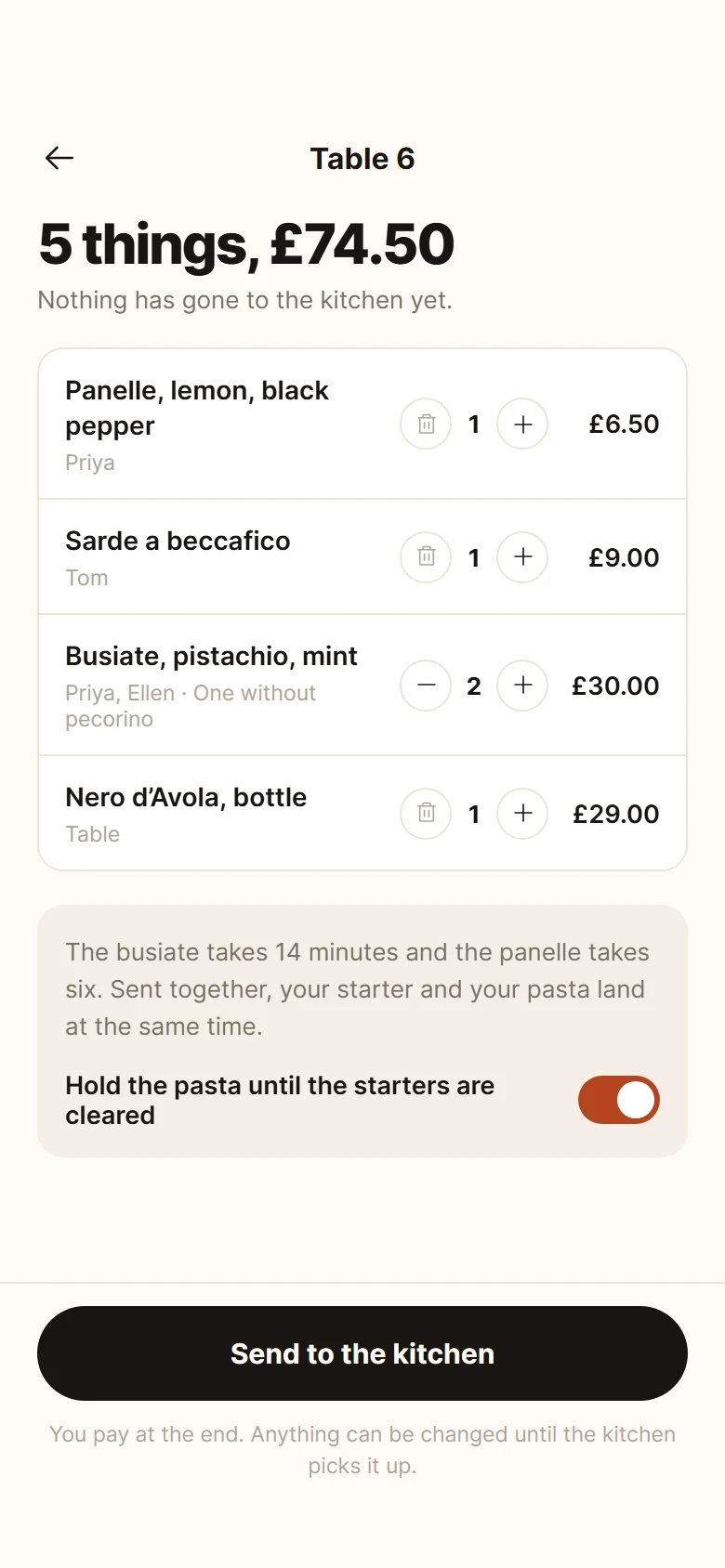 Plate Table Order preview