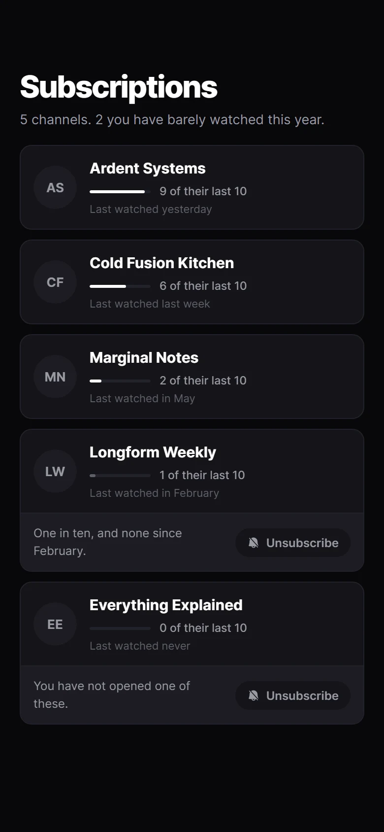 Reel Subscriptions preview