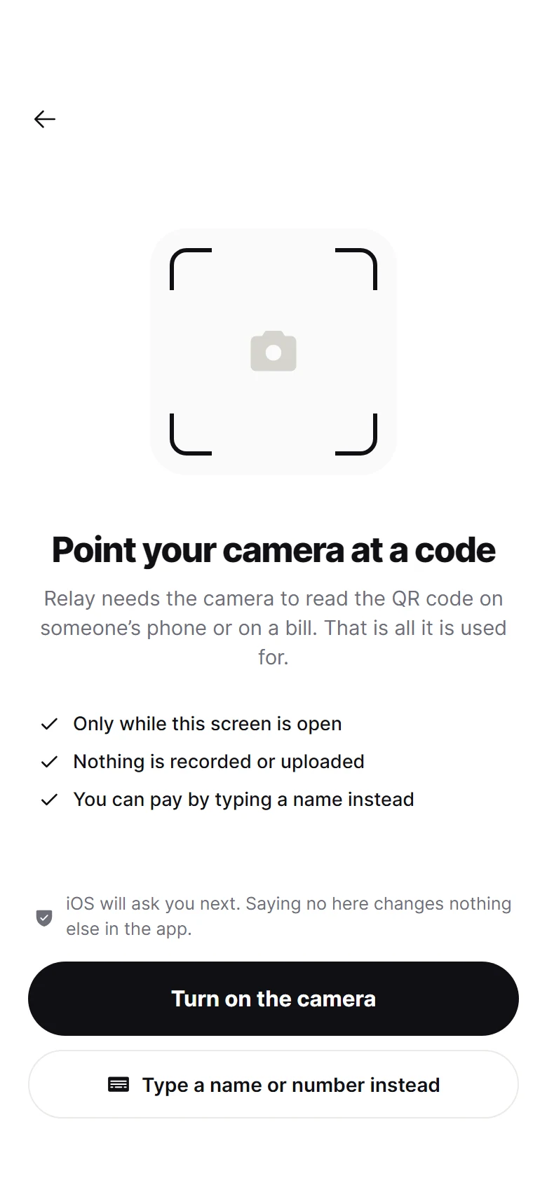 Relay Camera Permission preview