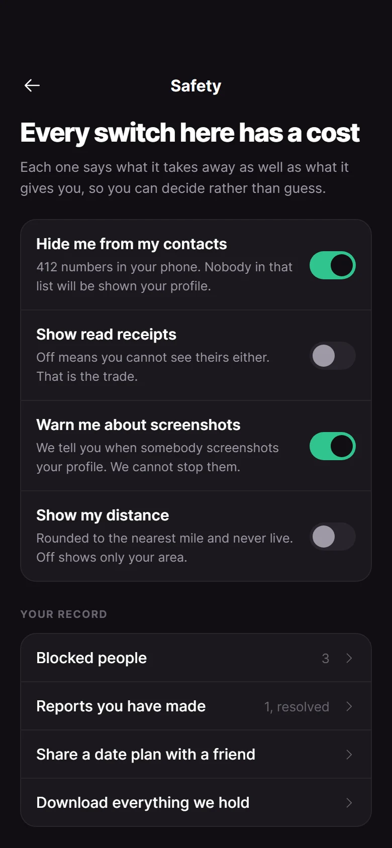 Spark Safety Settings preview