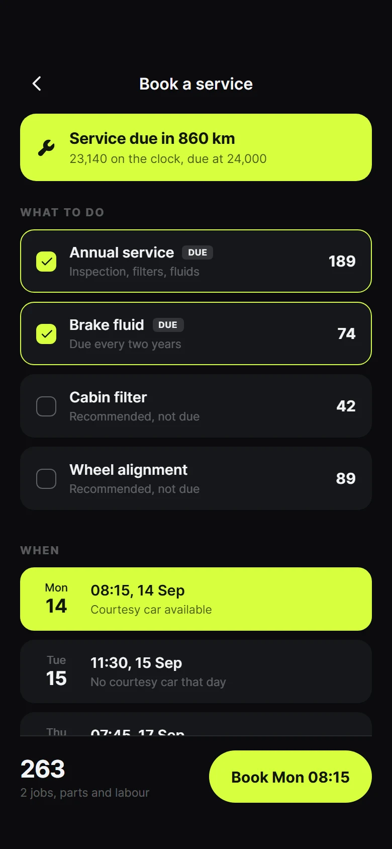 Spindle Service Booking preview