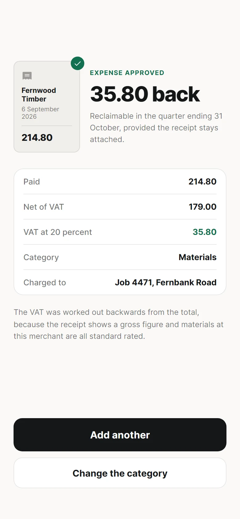 Tally Expense Approved preview