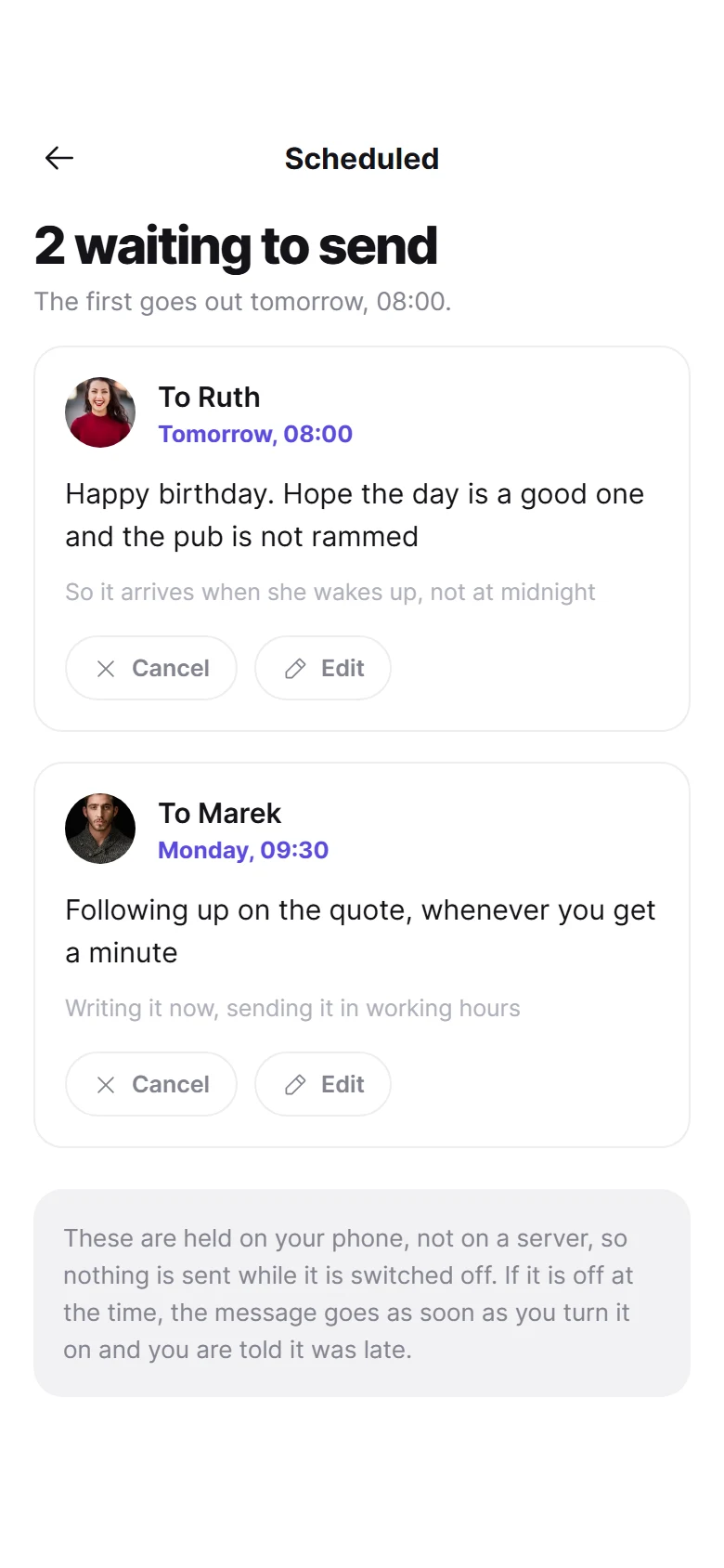 Thread Scheduled Messages preview