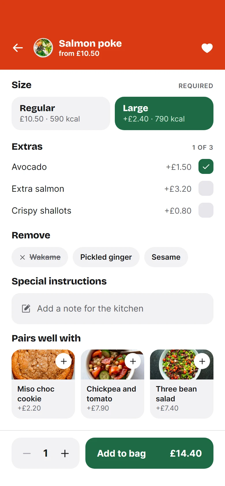 Tiffin Menu Item Customised preview