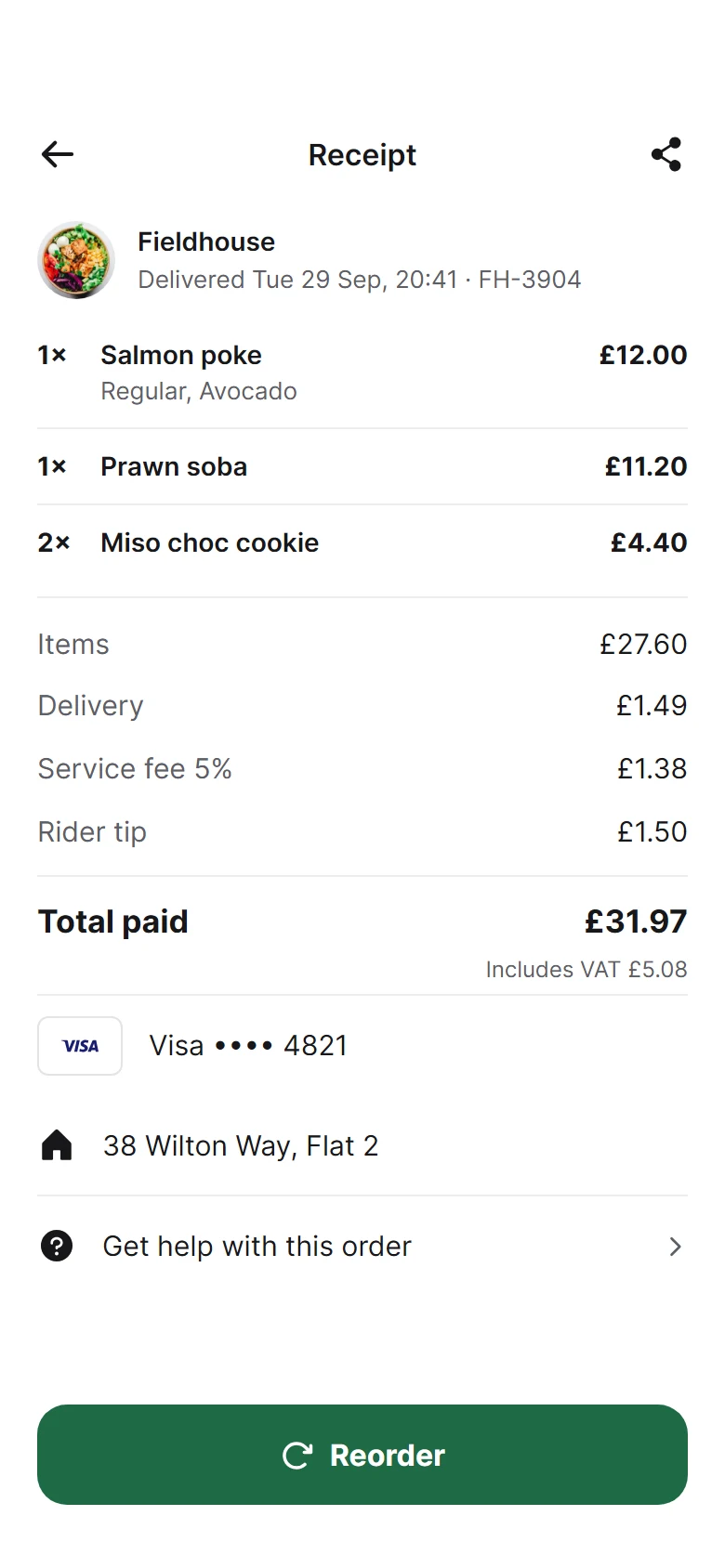 Tiffin Receipt preview