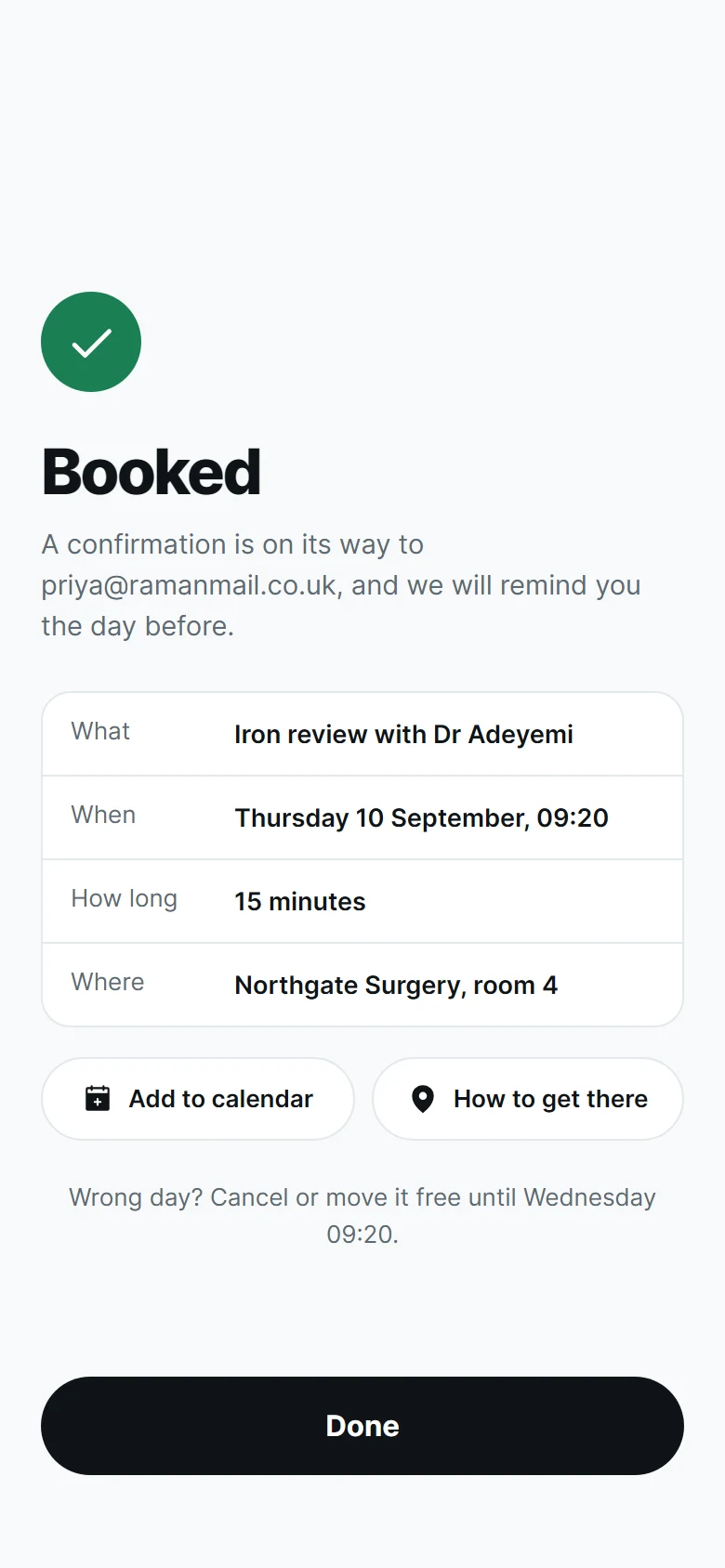 Vital Appointment Booked preview