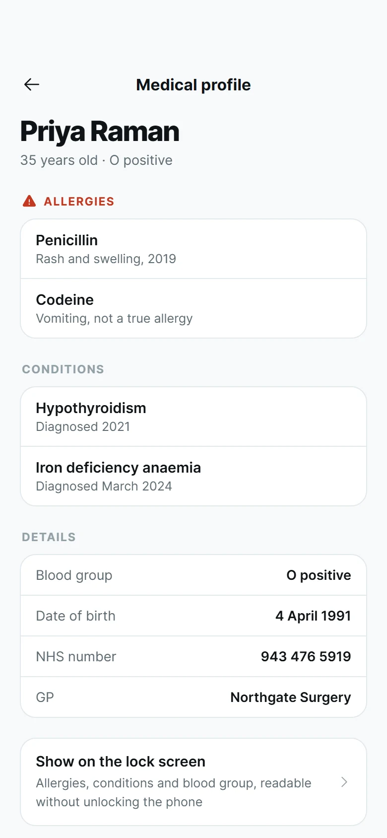 Vital Medical Profile preview