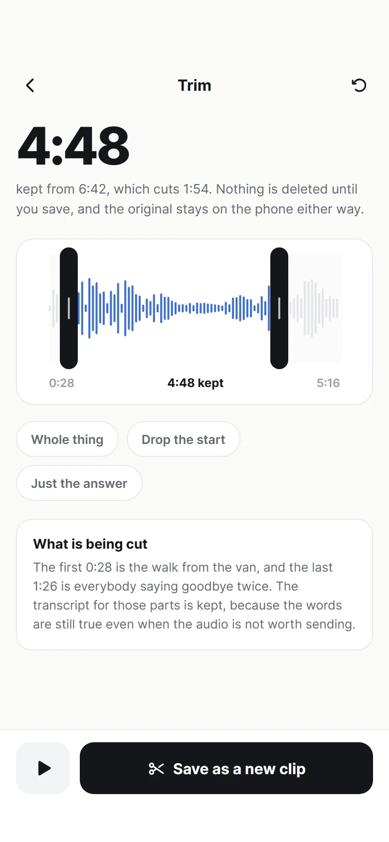 Waveform Trim preview